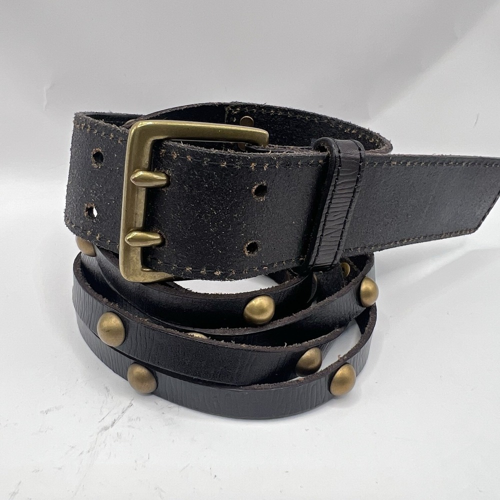 Gap Genuine Leather Studded Belt M Dark Brown Vs Black Multi Strand Double Prong